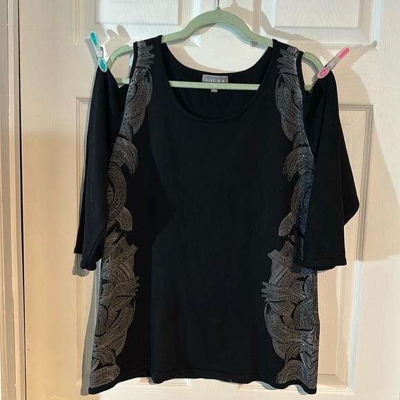 Laura size XL Cold Shoulder small sparkly jewelled Top - Picture 1 of 10
